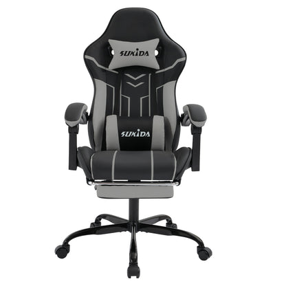 Gaming Stuhl Computerstuhl Ergonomischer Gaming Chair mit Fußstütze Bürostuhl Ergonomischer Computerstuhl mit Lendenwirbelstütze, Mintgrün