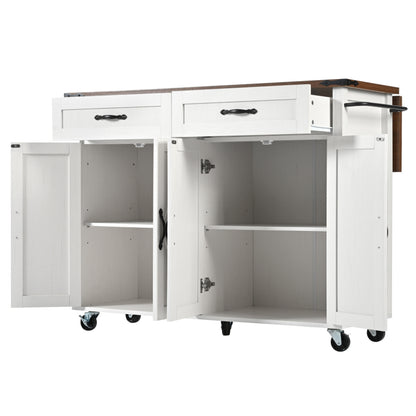 Kücheninsel, Servierwagen mit ausziehbarer Arbeitsplatte, Küchenschrank,Küchentrolley,Kücheninselwagen,Speisewagen mit vier Türen und zwei Schubladen,Speisewagen mit Holzmaserung