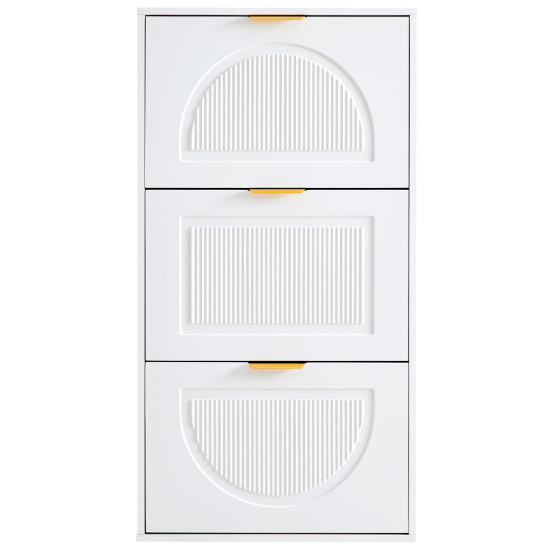 Schuhkipper Schmal mit 3 Klappen, Schuhschrank, Schuhschrank  Schuhkommode für Flur Wohnzimmer ,Weiß