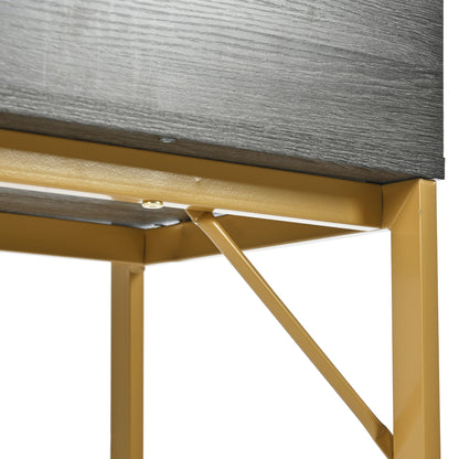 Konsolentisch,Flurtisch mit 2 Schublade ,Leichter Luxus-Stil Beistelltisch, Grau/Gold
