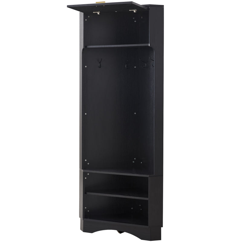 Garderoben-Set Moderner Garderobenschrank, Flurgarderobe, 4 hängenden Haken Schwarz,Maße: B53/ /53/H180 cm