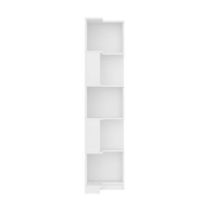 Eck Bücherregal,  L-förmiges Bücherregal, LED-Farbwechsel-Lichtleiste, Fernbedienung/App-Steuerung, weiß