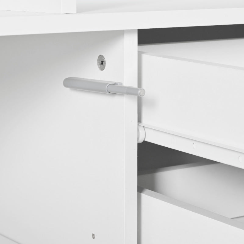 Kommode, Sideboard mit LED, Wohnzimmermöbel in Weiß Hochglanz, Wohnzimmerschrank, Standschrank, TV-Schrank, Wohnzimmerwand, Highboard, Mehrzweckschrank, LED-Vitrine, Buffetschrank Esszimmer