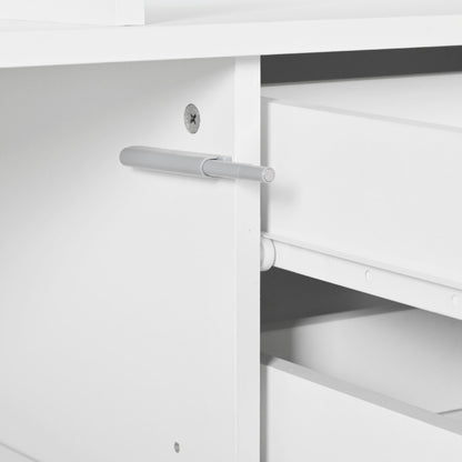 Kommode, Sideboard mit LED, Wohnzimmermöbel in Weiß Hochglanz, Wohnzimmerschrank, Standschrank, TV-Schrank, Wohnzimmerwand, Highboard, Mehrzweckschrank, LED-Vitrine, Buffetschrank Esszimmer