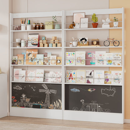 Bilderbuchregal, Ausstellregal, Bücherregal, Kinderzimmer Bücherregal, 4-ebiges Aufbewahrungsregal + bemalbares Schwarzbord