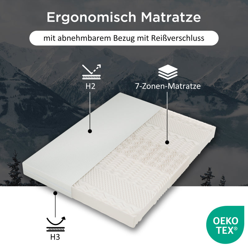 Kaltschaummatratze, 160x200, 7 Zonen Komfortschaummatratze, 20 cm hoch, H3,H2, Ergonomische Kaltschaummatratze mit Griffe