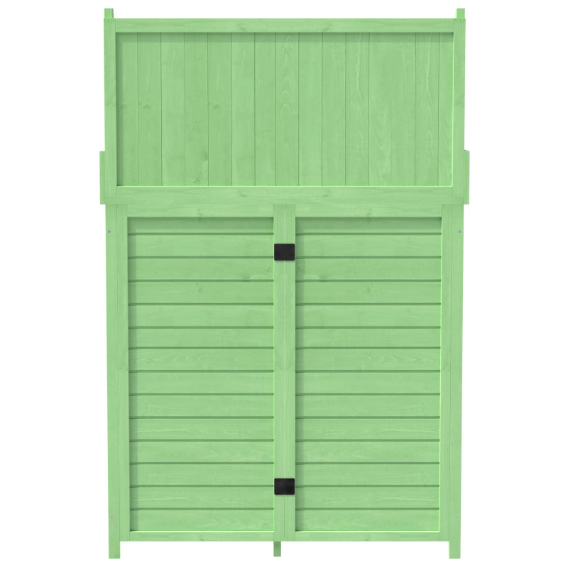 Holz Gartenschrank,Gartenschrank mit Regalen  Outdoor Schrank, Gartenschrank Geräteschuppen Terrassenschrank, Balkonschrank, Gerätehaus, Garten Möbel,Grün