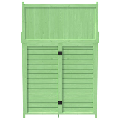 Holz Gartenschrank,Gartenschrank mit Regalen  Outdoor Schrank, Gartenschrank Geräteschuppen Terrassenschrank, Balkonschrank, Gerätehaus, Garten Möbel,Grün