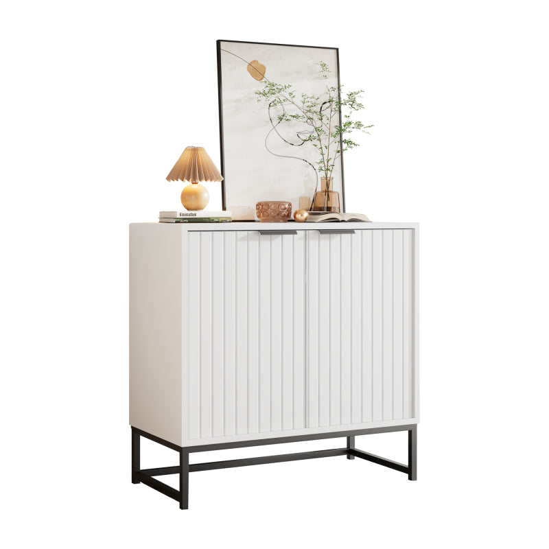 Moderne Sideboard Kommode mit 2 Türen in Vakuum-Formgebung, Standschrank Lagerung Schrank mit Metallgriffen und Rahmenbeinen, geeignet für Wohnzimmer, Flur und Esszimmer