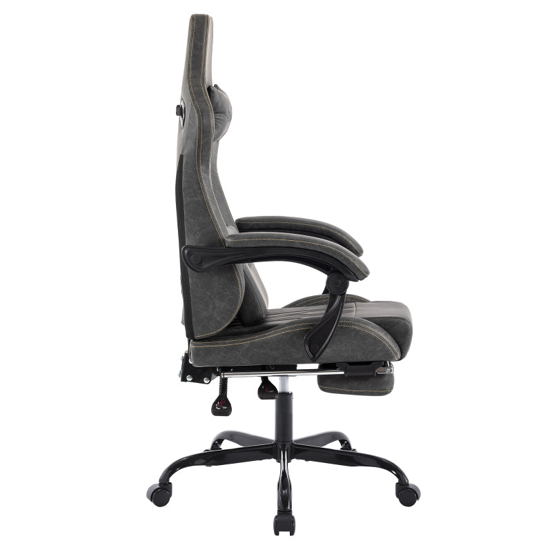 Gaming Stuhl Computerstuhl Ergonomischer Gaming Chair mit Fußstütze Bürostuhl Ergonomischer Computerstuhl mit Lendenwirbelstütze Grey