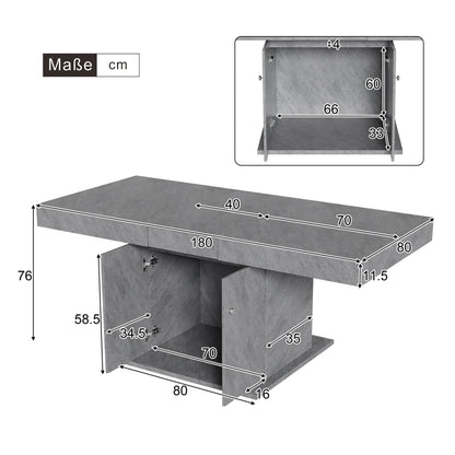 Ausziehbarer Esstisch, L140/180*W80*H76cm, Betonoptik