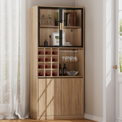 Badezimmerschrank,Spirituosenschrank,Vitrine Vitrinenschrank mit Glastüren und Beleuchtung 180 CM