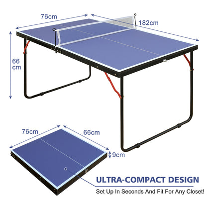 137.2cm/4.5FT Foldable Table Tennis Table, Portable Ping Pong Table Set with Net, 2 Table Tennis Paddles and 3 Balls Indoor & Outdoor Games Easy to Store