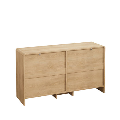 130CM Arc Shaped Corner Rattan Cabinet, 6-Drawers Rattan Storage Cabinet Rattan Drawer, for Living Room Bedroom,and Kitchen, Natural