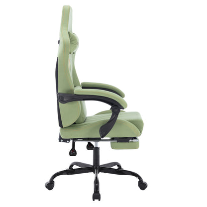 Gaming Stuhl Computerstuhl Ergonomischer Gaming Chair mit Fußstütze Bürostuhl Ergonomischer Computerstuhl mit Lendenwirbelstütze Grün