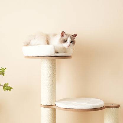 Katzenkratzbaum mit XXL-Stamm, 3-stufige Plattformen, 1 Katzenhaus, herausnehmbare Matten und Kippschutz,Wasserdicht und feuchtigkeitsbeständig