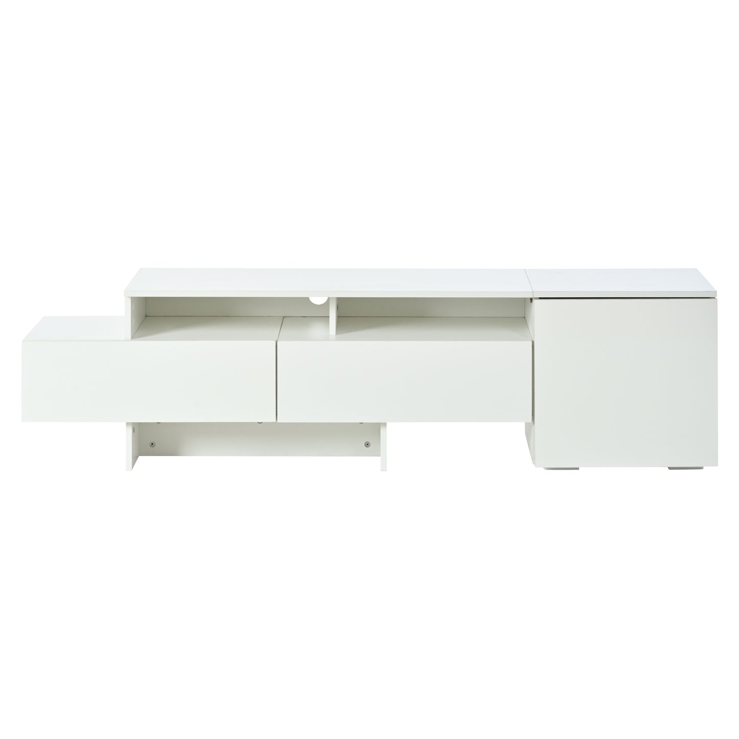 TV Wohnwand Set 3-teilig Weiß Hochglanz mit LED-Beleuchtung, TV-Schrank stehend und hängend, für Fernseher bis 70 Zoll