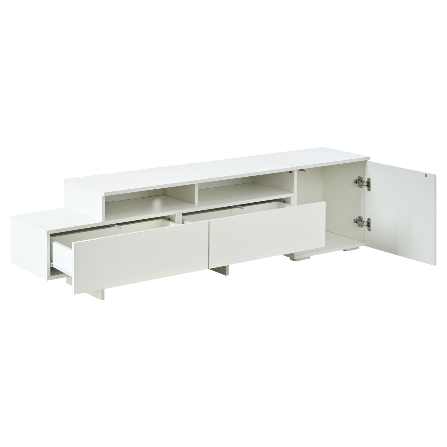 TV Wohnwand Set 3-teilig Weiß Hochglanz mit LED-Beleuchtung, TV-Schrank stehend und hängend, für Fernseher bis 70 Zoll