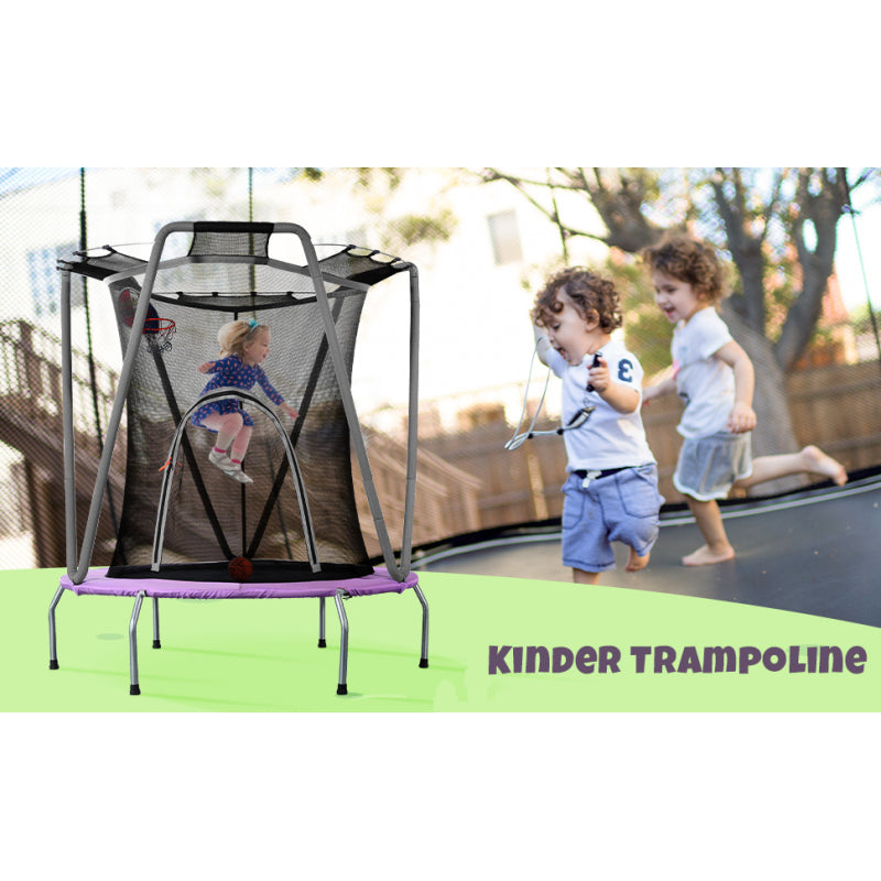 Trampolin Set für den Innen- und Außenbereich, Gewichtskapazität: 50 kg, Größe(H*L): 157x147 cm, Lila/Grau