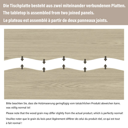 Esstisch 160x80 cm (6-8 Personen), Küchentisch Modern, S-Form Metallgestell, 4 cm Tischplatte, Verstellbare Füße