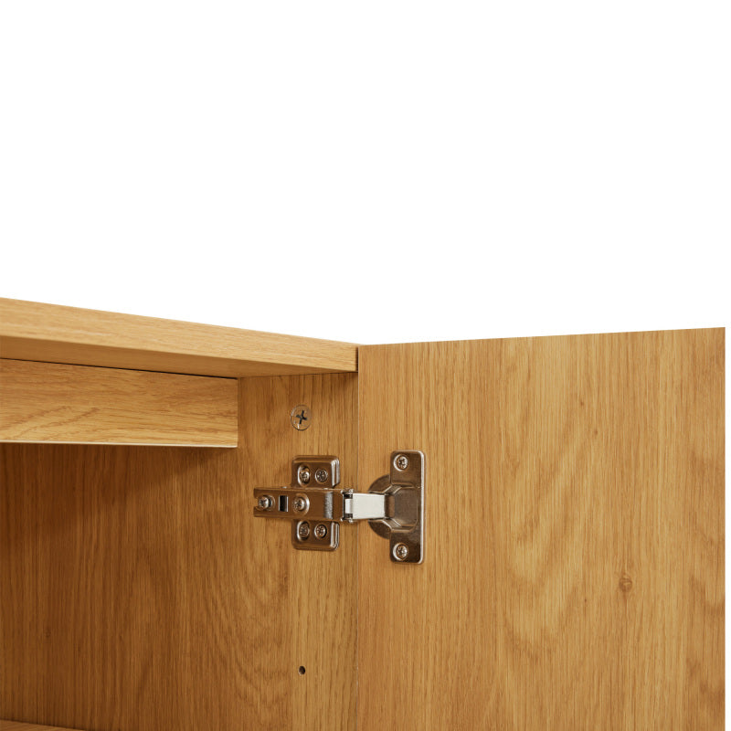 Sideboard mit 2 Türen und Metallbeinen, Buffet, Kommode mit Linien-Design, Maße: H 75 cm / B 100 cm / T 40 cm