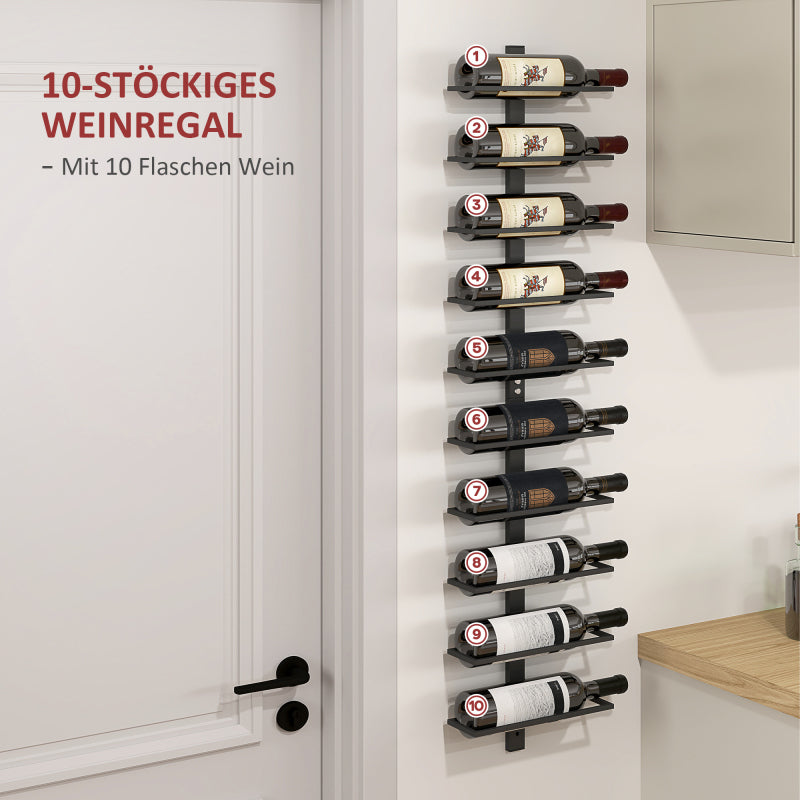 Weinregal, Flaschenregal für 10 Weinflaschen, Weinflaschenregal für Küche, Esszimmer, Schwarz