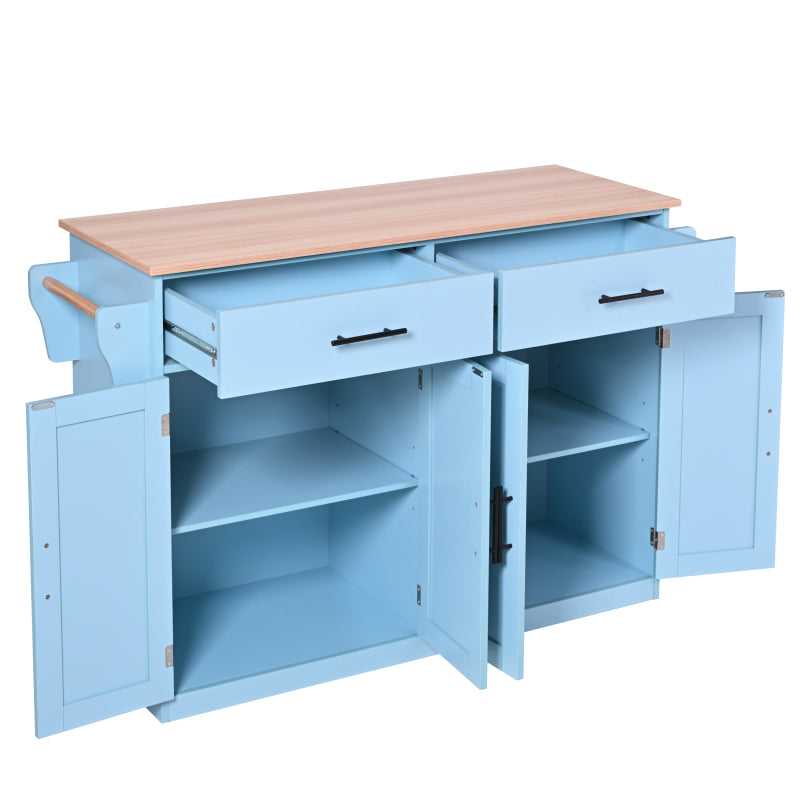 Servierwagen mit klappbarer Tischplatte, 120x46(70)x91 cm, Blau, mit Rollen und austauschbaren Holzbeinen, ideal für Küche und Esszimmer