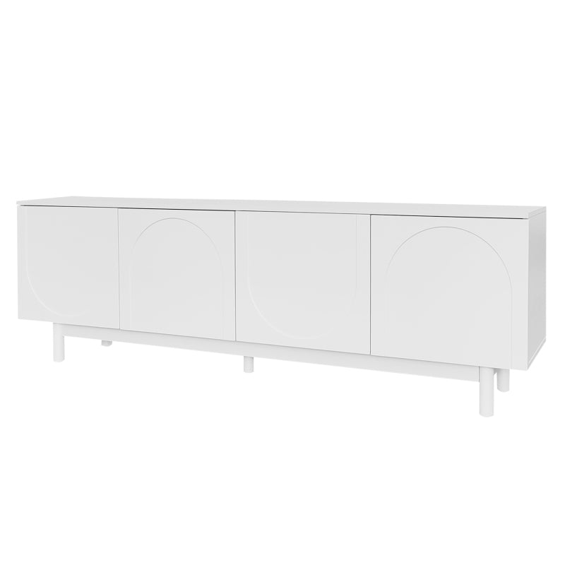 Moderner weiß TV-Schrank – 175 x 38 x 56 cm, verstellbare Einlegeplatten, Leichte Lowboard-TV-Möbel im Luxusstil
