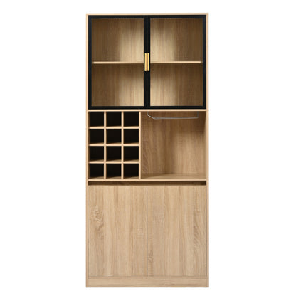 Badezimmerschrank,Spirituosenschrank,Vitrine Vitrinenschrank mit Glastüren und Beleuchtung 180 CM