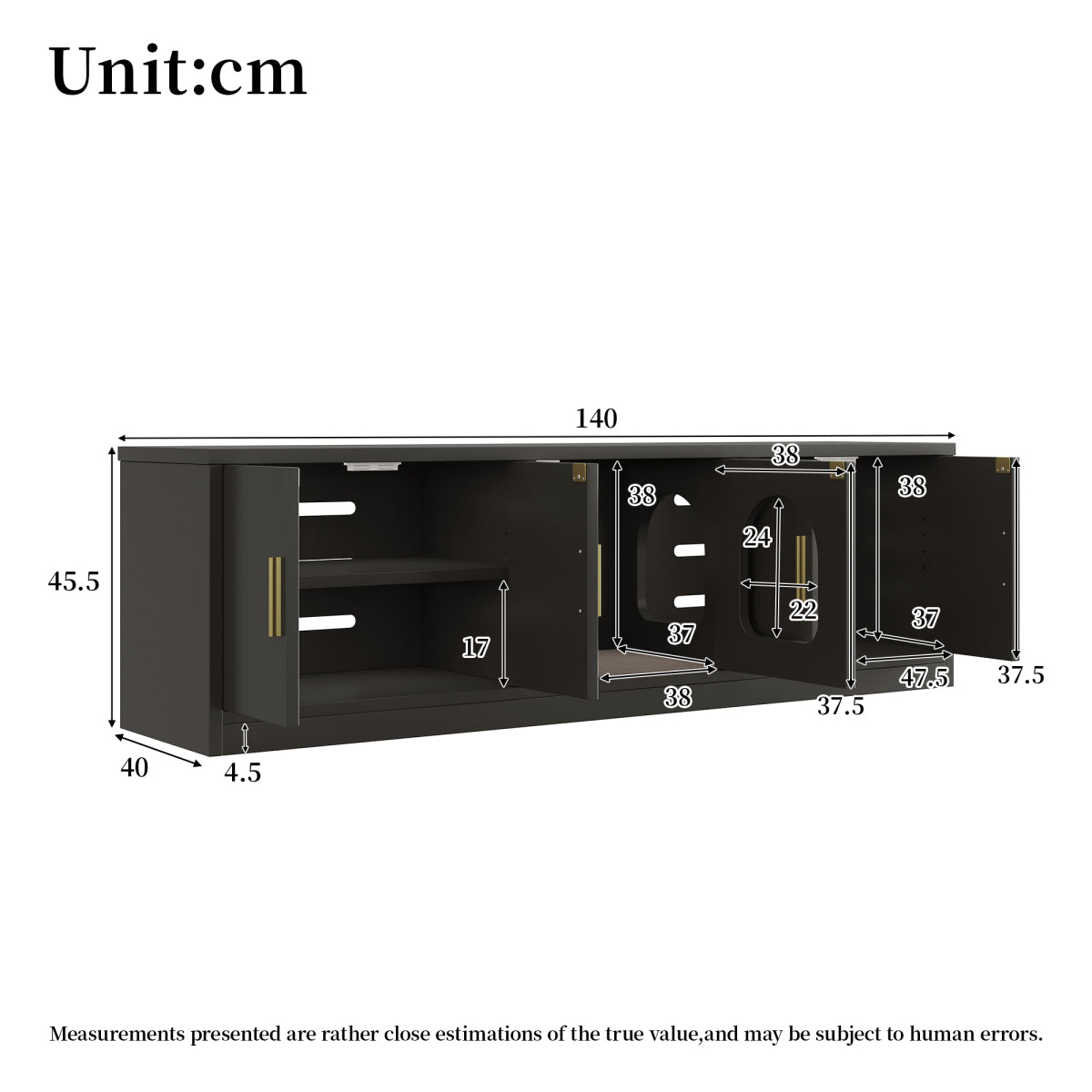 Versteckter Katzenschrank 140x40x45,5cm - 4-in-1 Katzenmöbel & Schuhbank, Katzentoilettenschrank mit Belüftung & Kratzmatte, Schwarz