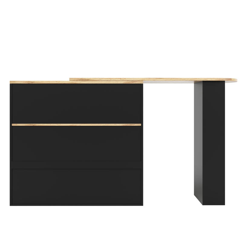 Um 360° drehbarer Bartisch (Hauptkörper 105 x 39 x 102 cm), mit 4 Schubladen und offenen Ablagen, geeignet für Esszimmer/Arbeitszimmer/Wohnzimmer usw