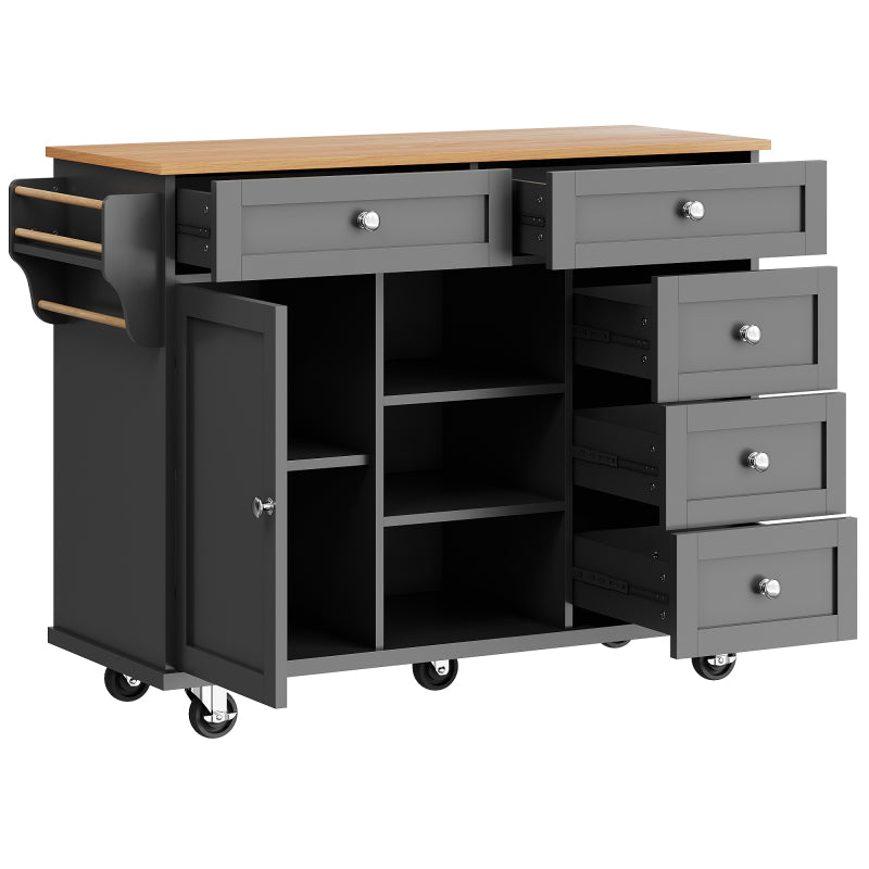 Speisewagen (134 x 46 x 92 cm), moderner und einfacher schwarzer Speisewagen, Schubladen-Aufbewahrungsschrank-Kombination, mobiles und festes Dual-Use-Design, geeignet für Heimküchen