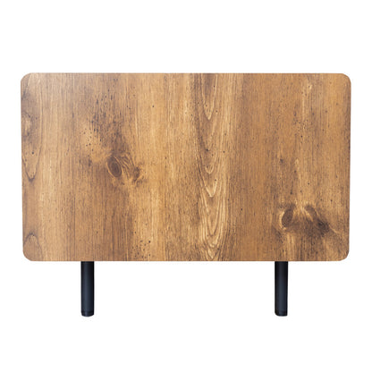 90 cm Schwarze und Holzfarbene Couchtisch – Moderner Stil, Zwei Offene Fächer und Zwei Türen, Dämpfende Scharniere