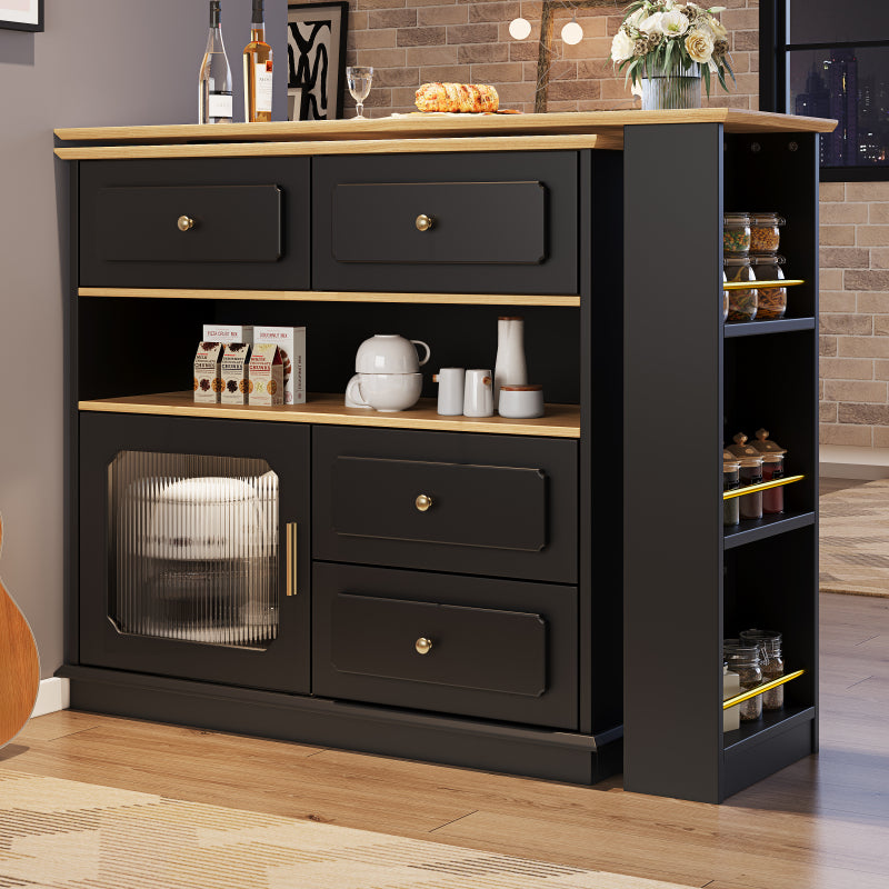 Hochtisch Kücheninsel  Bistro Table (125-181×39×104.5cm) , 360° drehbare Essbar, Schwarz