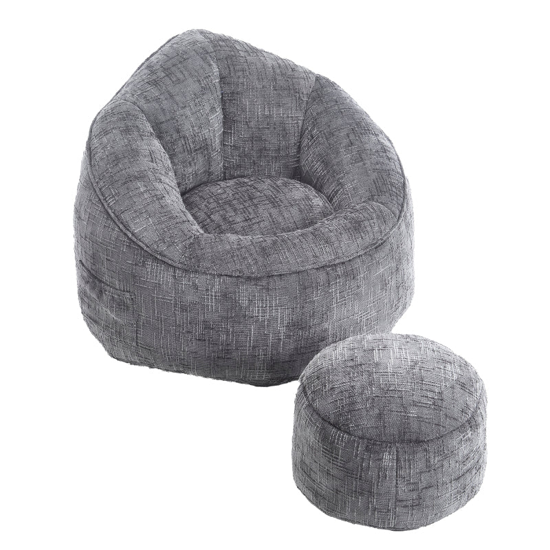 Sitzsack Sofa Stuhl für Erwachsene mit Fußstütze, Grau