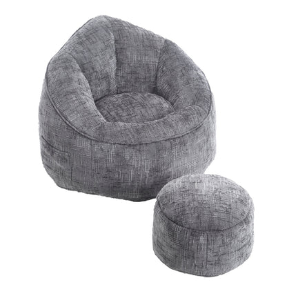 Sitzsack Sofa Stuhl für Erwachsene mit Fußstütze, Grau