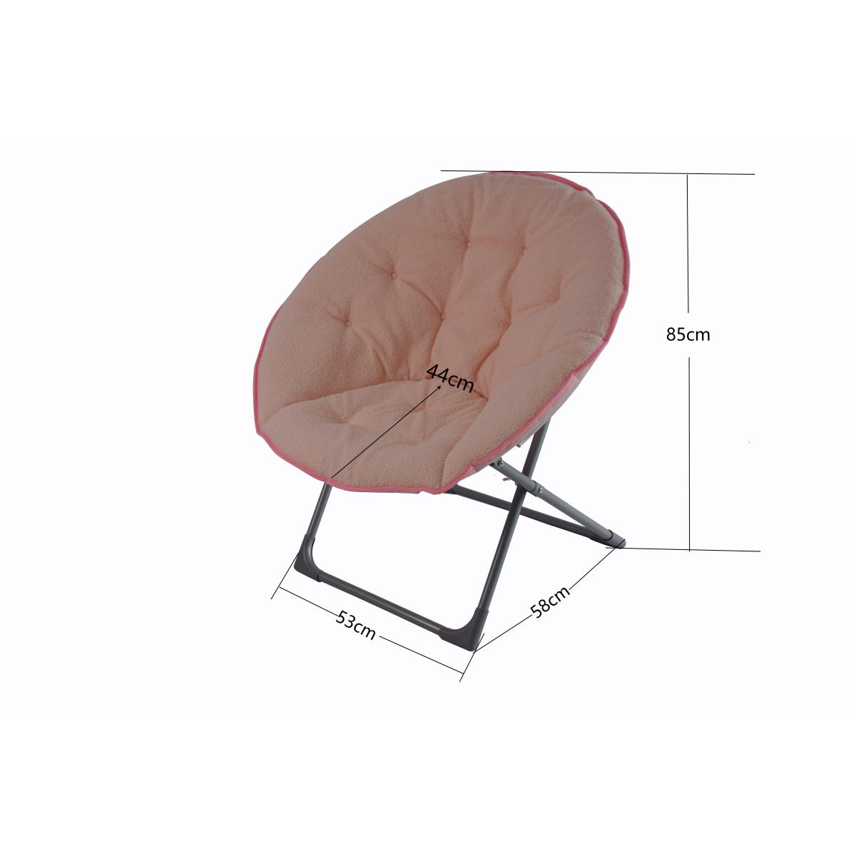 Klappbarer Moon Chair Schafwolle-Bezug, XXL, Traglast 110 kg, Platzsparend, Rose
