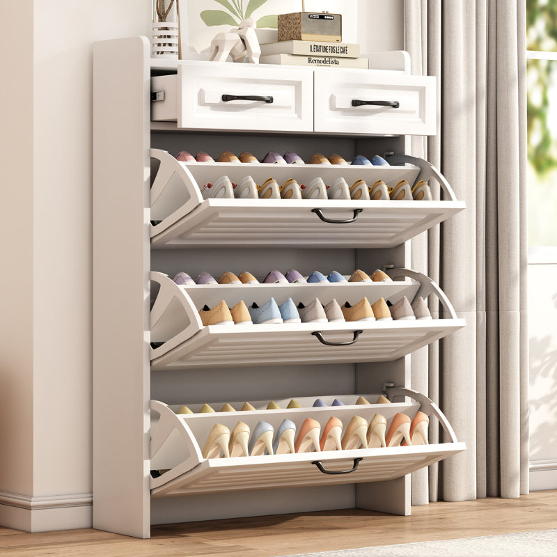 Schuhkipper Schmal mit 3 Klappen, Schuhschrank, Schuhschrank  Schuhkommode für Flur Wohnzimmer ,Weiß