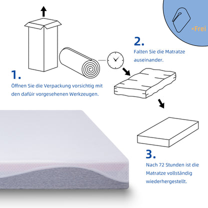 Schaummatratze 90x200 cm, Wendbar H3/H4, 20 cm hoch, Öko-TEX zertifiziert