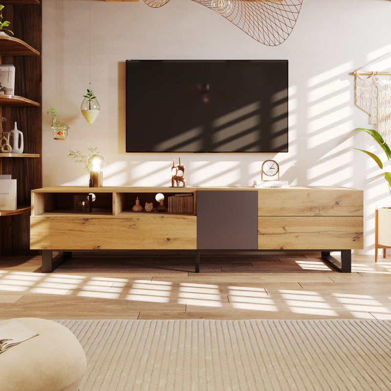 Moderner Couchtisch mit 2 Schubladen – Schwarz-Weiß-Design, Stauraum, Hochglanz-Tischplatte, 100 cm lang