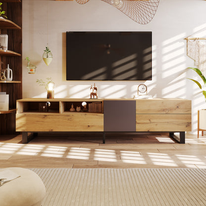 Moderner Couchtisch mit 2 Schubladen – Schwarz-Weiß-Design, Stauraum, Hochglanz-Tischplatte, 100 cm lang