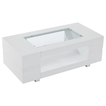 Weißer LED-Couchtisch mit Bluetooth-App-Steuerung, Kaffeetisch, Sofatisch, Wohnzimmertisch, geeignet für Party, Büro, Wohnzimmer