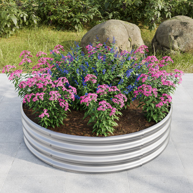 Verzinkt erhöhte Gartenbett, Pflanzer erhöhte Gartenbetten im Freien, Runde Freiheit erhöhte Gartenbetten für Gartenbau Gemüse, Früchte, Blumen, 2Packung