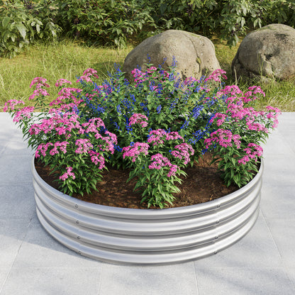 Verzinkt erhöhte Gartenbett, Pflanzer erhöhte Gartenbetten im Freien, Runde Freiheit erhöhte Gartenbetten für Gartenbau Gemüse, Früchte, Blumen, 2Packung
