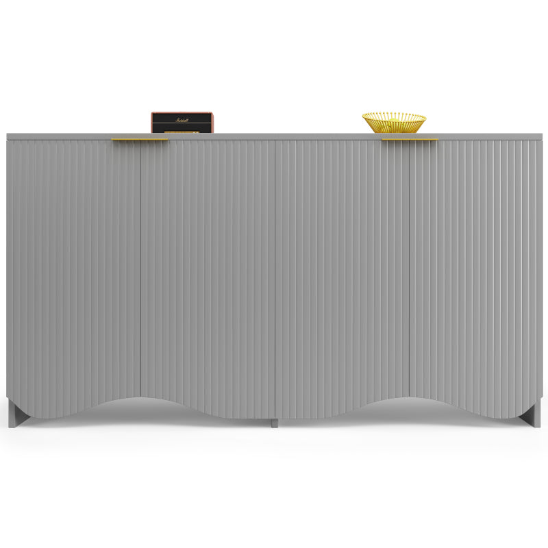 Sideboard(140×40×85cm), buffetschrank, cabinets, Esszimmer Wohnzimmer Aufbewahrungsschränke, Gemusterte Schränke, Freistehende Schränke, Küchenmöbel,Wellenmuster-Design, Grau