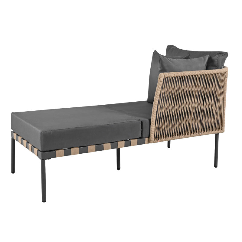 Gartensofa, Outdoor Loungesessel, Abnehmbarer und Modularer Garten Loungesessel, Balkonmöbel-Set, Loungemöbel, Terrassenmöbel mit 4 Kissen, Couchtisch mit Abnehmbaren und Waschbaren Kissen, Grau