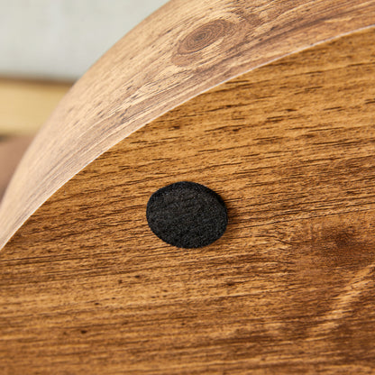 Moderner minimalistischer gehärteter Glas-Couchtisch, mehrschichtiges Design, mit natürlichen Holz-Textur-Aufklebern