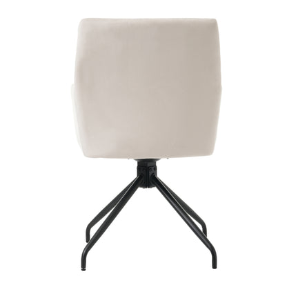 2er Set 360° Drehbarer Esszimmerstühle mit Rautenmuster, Samt,Beige