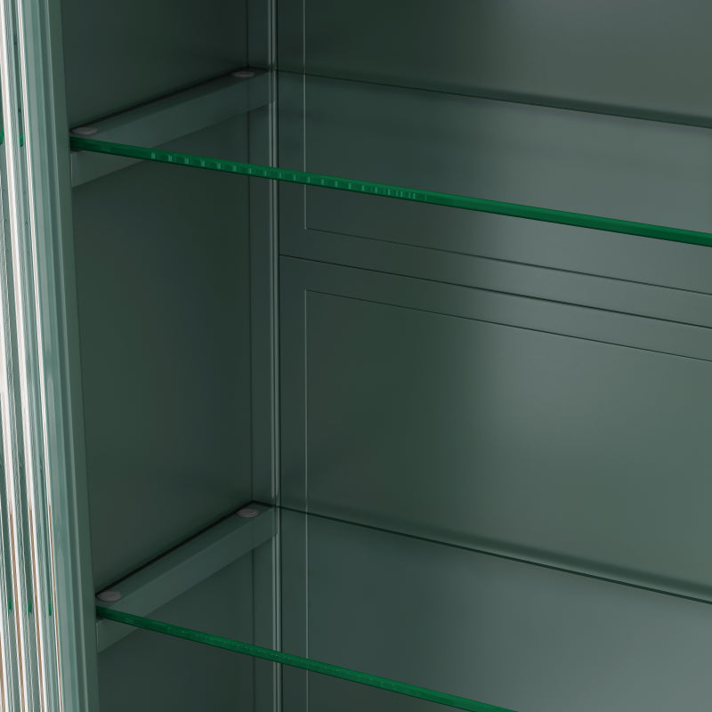 3 Door Arched Wall Mounted Glass Cabinets for Kitchen, Living Room and Bathroom(Dark green)