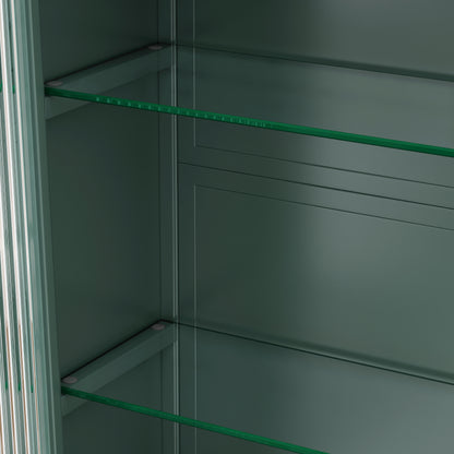 3 Door Arched Wall Mounted Glass Cabinets for Kitchen, Living Room and Bathroom(Dark green)